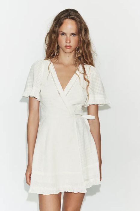 Сукня біла прошва льон лляна плаття сарафан  zara зара
