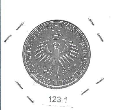 Alemanha - - 5 Mark - 1968-D - - Max von Pettenkofer -- Moeda de Prata