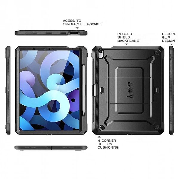Etui z szybką Supcase do iPad Air 4/2020 Black