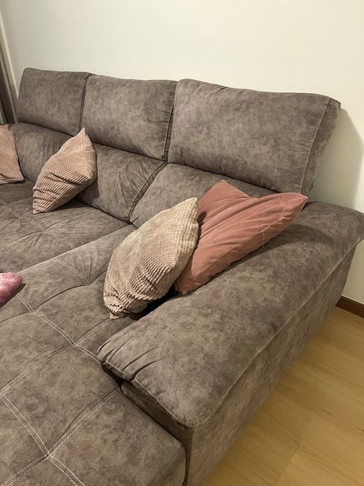 Sofá de canto - beige / castanho