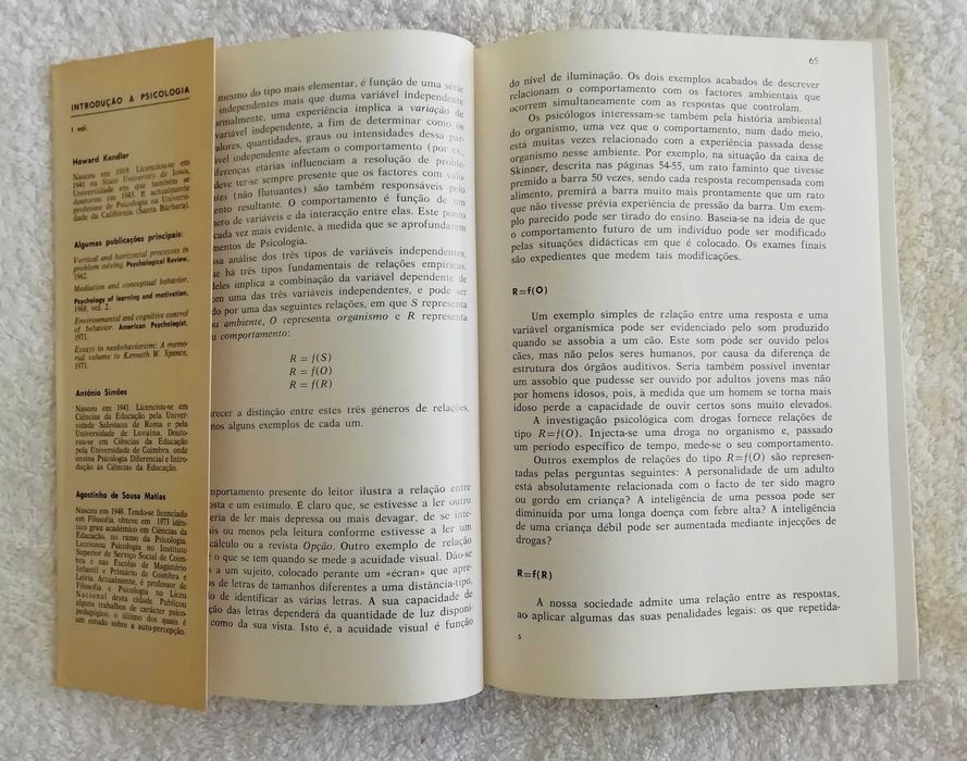 Introdução à Psicologia (Vol I e II)  H. Kendler 5ª edição de 1980