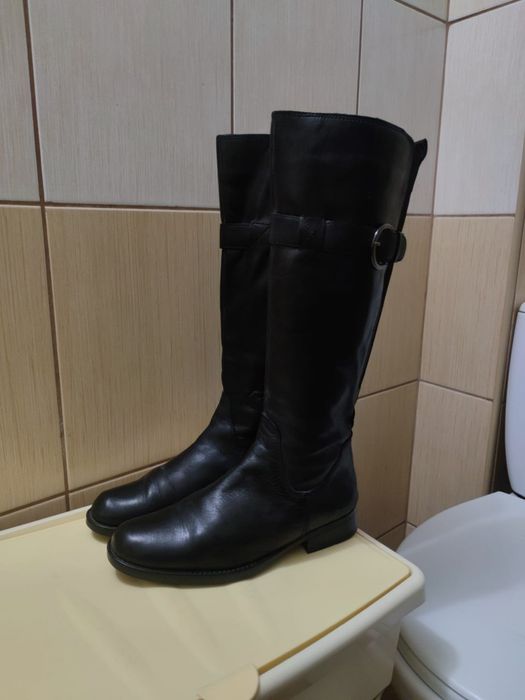 buty obuwie 37 czarne wysokie damskie muszkieterki eleganckie spiczast