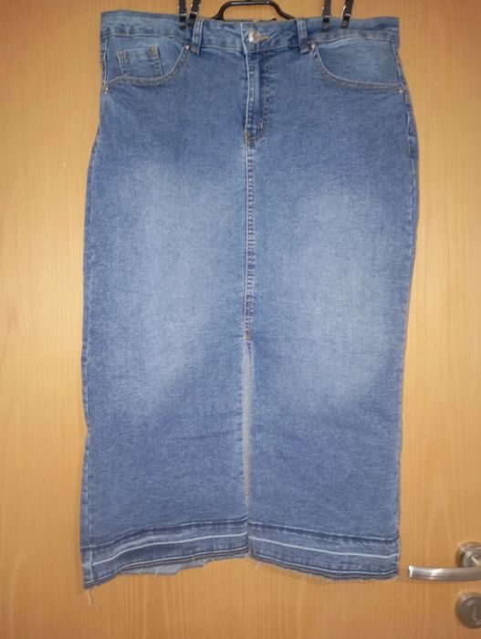 Nowa jeansowa spódnica midi 2XL • Kieszenie • Szlufki • HIT