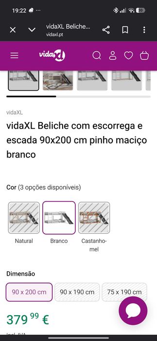 Belicha com escorrega e escada 90x200cm pinho maciço