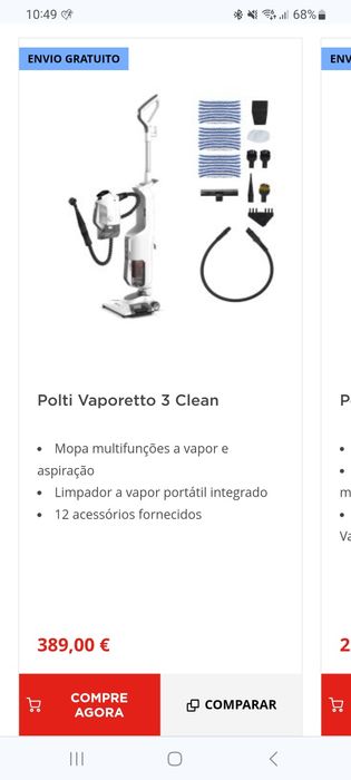 Aspirador Polti Aspiracao e vapor