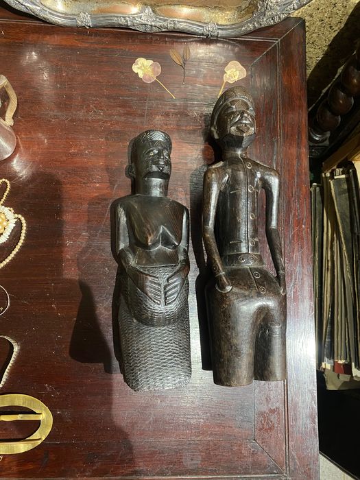 Casal Busto Maconde Moçambique 32 cm Anos 60