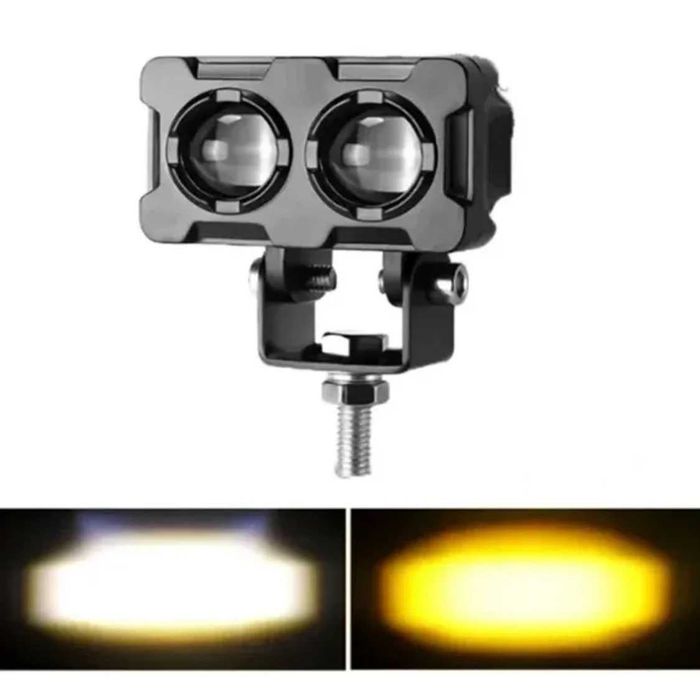 Faróis Auxiliares LED Duplos Bicolor - Branco e Amarelo 60W