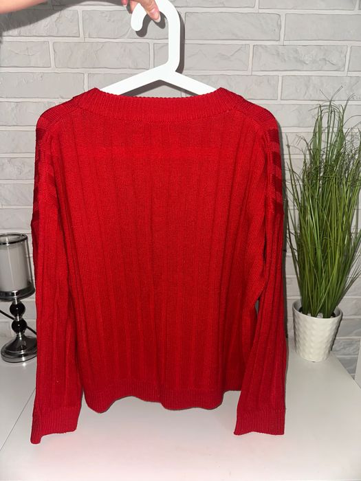 sweter czerwony Brave Soul r M 38 damski z dekoltem sweterek