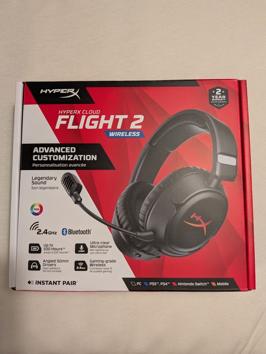 Słuchawki bezprzewodowe z mikrofonem HyperX Cloud Flight 2 Nauszne Czarny