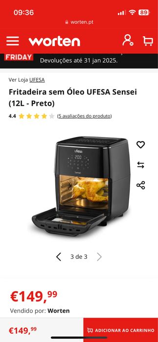 Fritadeira Air fryer UFESA 12 Litros