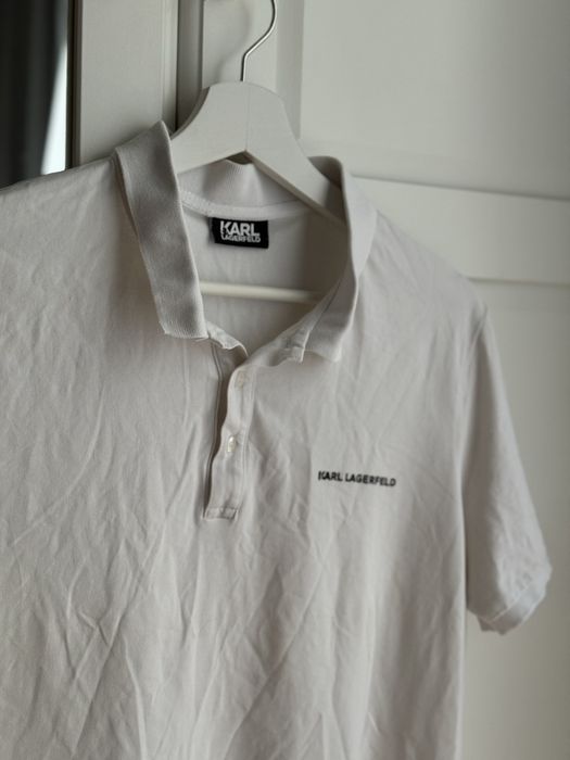 Biały t-shirt polo Karl Lagerfeld