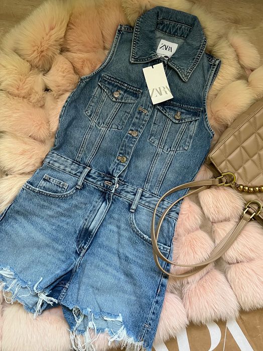 Джинсовий комбінезон Zara xs, ромпер, джинсовый комбинезон Зара