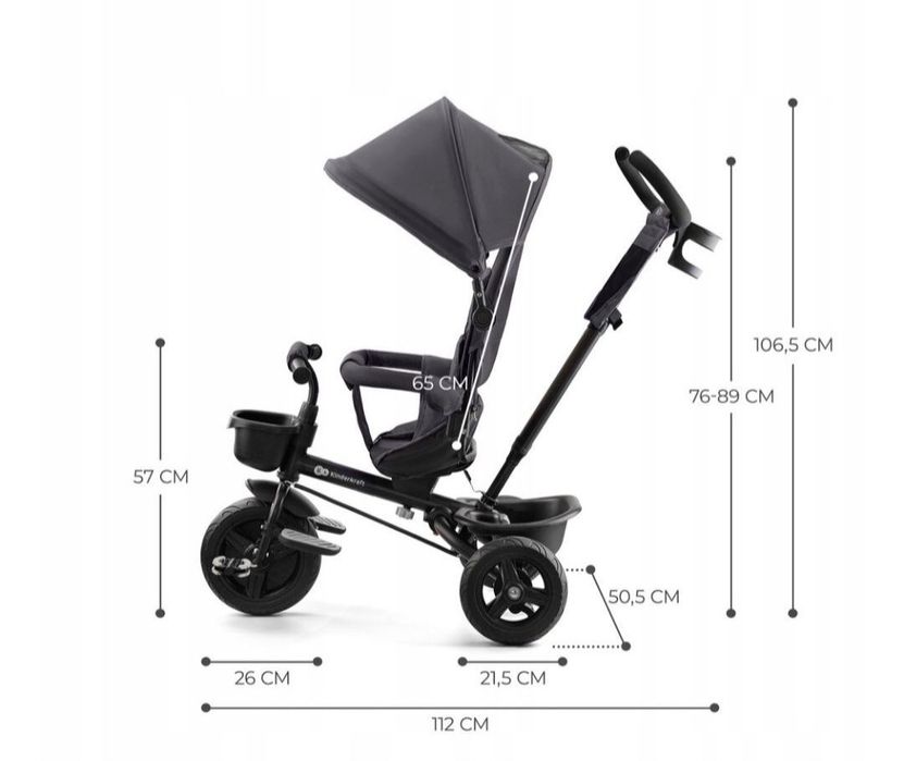 Kinderkraft Aveo rowerek trójkołowy, pchacz z akcesoriami