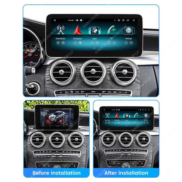 Rádio c/ CARPLAY Android Mercedes W205 Classe C 6/128GB 8-CORE 4G NOVO