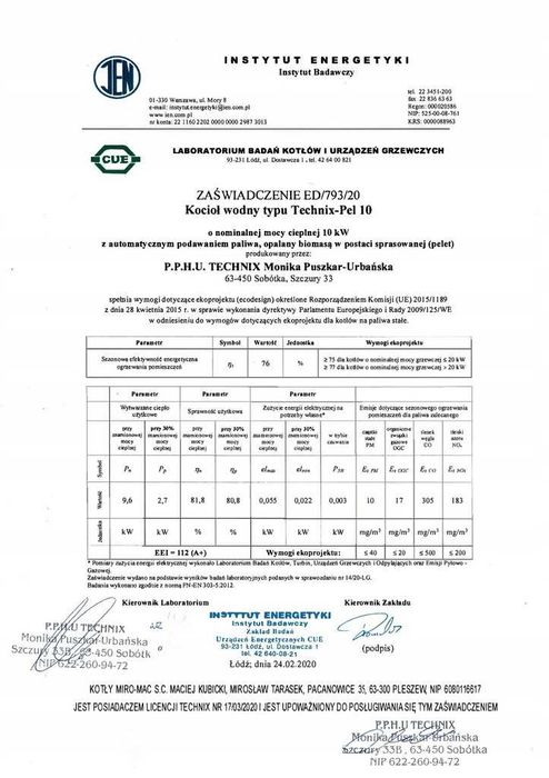 Piec CO  pellet drewno ekogroszek kocioł kotły 10 kW Miro-Mac 5 klasa