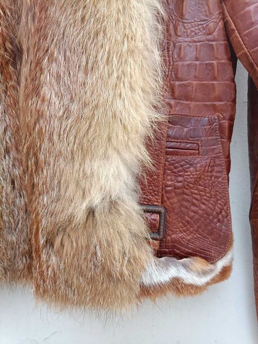 Вінтажна куртка з шкіри ягня з хутром лисиці Sardes leather & fur