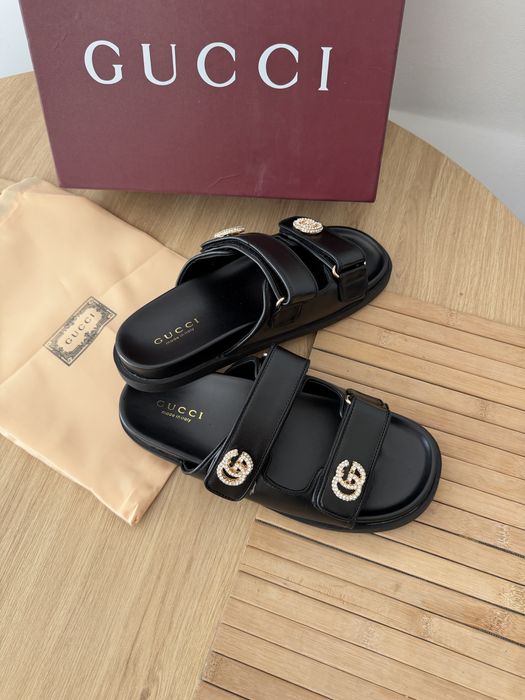 Klapki Gucci Crystal Double G Sandały GG Interlocking G