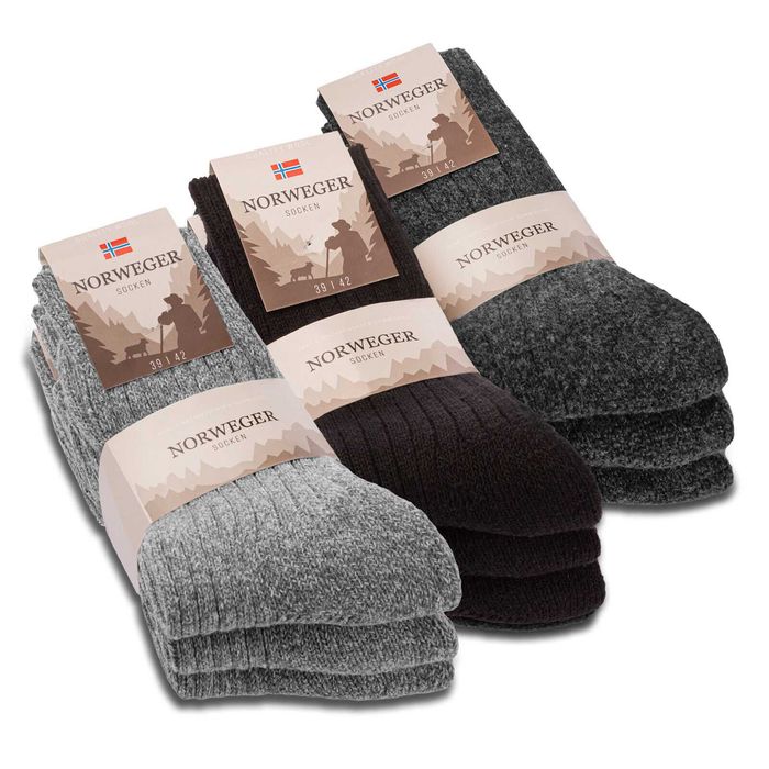 3x Ciepłe skarpety wełniane Norweger 47-50 . Duży rozmiar.