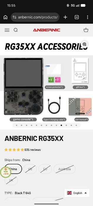 Anbernic RG35XX Plus – Preta – +500 Jogos Incluídos