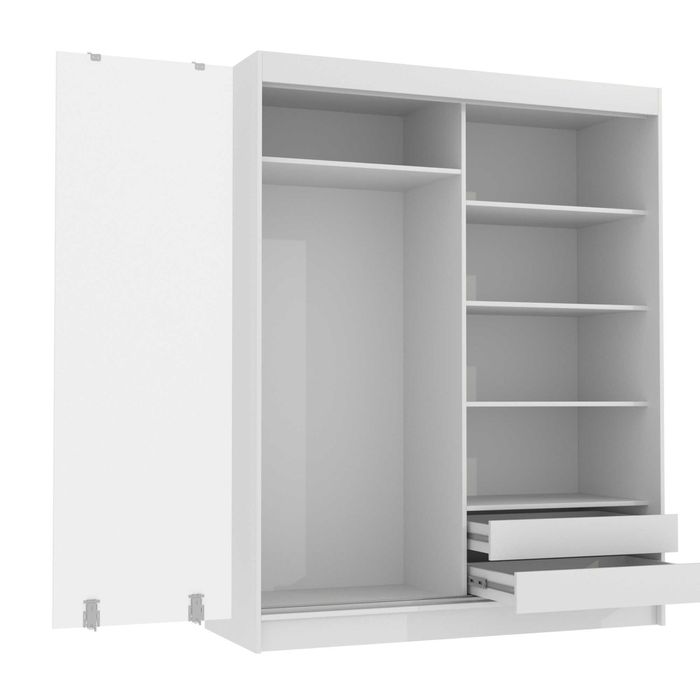 Szafa przesuwna kaszmir z dwoma lustrami 180 szuflady