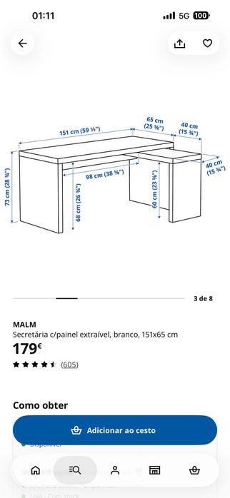 Mesa secretária Malm