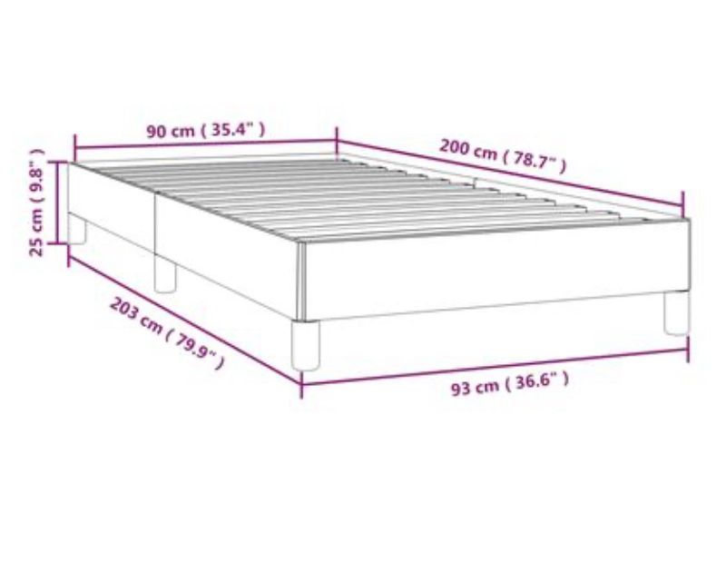 Rama łóżka bez materaca, ciemnoszara, 90x200 cm, aksamitna