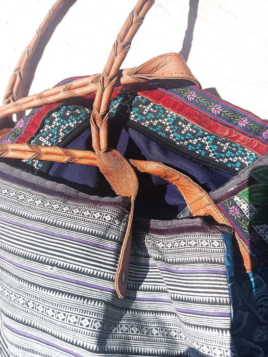 Torba boho róże, haftowana patchwork
