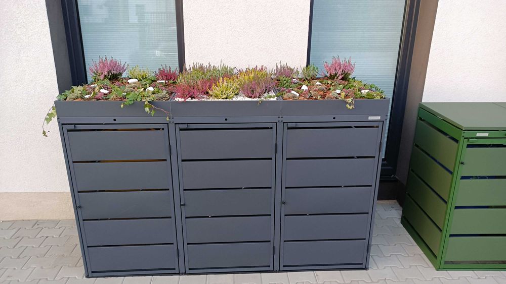 Zabudowa Obudowa Kosza na Śmieci Wiata Śmietnikowa z Kwietnikiem