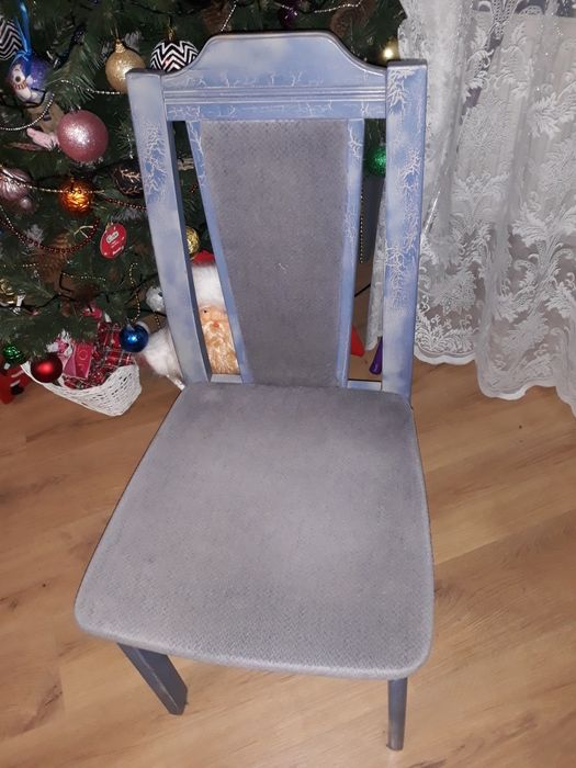 Стілець  для кухні м'який з високою спинкою сіро голубий