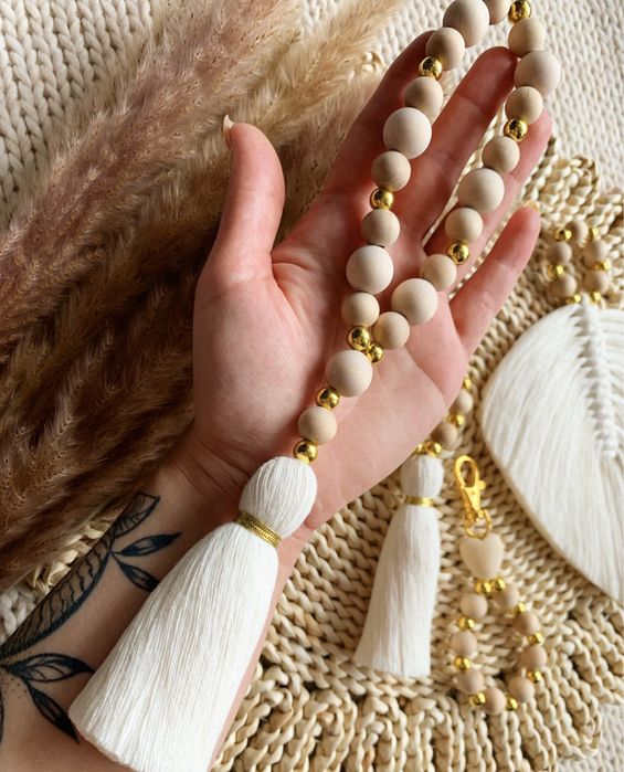 Upinacz do zasłon chwost łańcuch makrama wnętrze