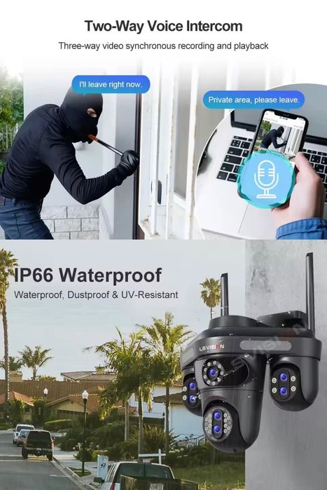 WiFi Камера відеоспостереження 35Мп без сліпих зон, 10х зум, трекінг