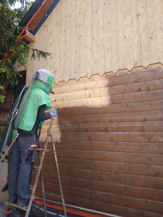 Piaskowanie, sodowanie domów drewnianych, drewna, cegły, betonu