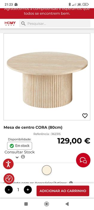 Mesa de centro como nova