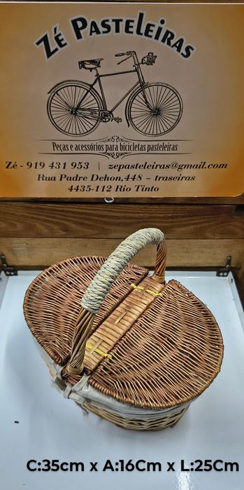 Cesto de verga e lancheira pic nic / bicicleta pasteleira /clássica