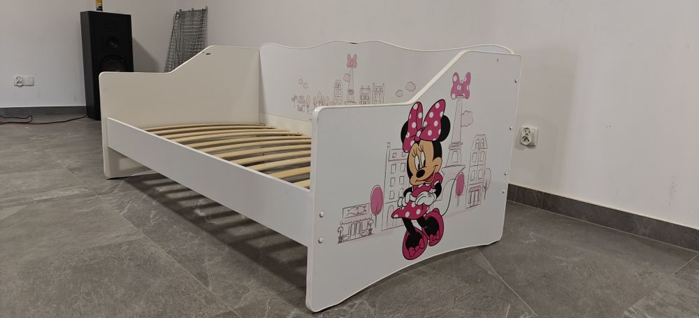 Łóżko dziecięce Minnie Mouse, 85x160 cm. z materacem  kokos.