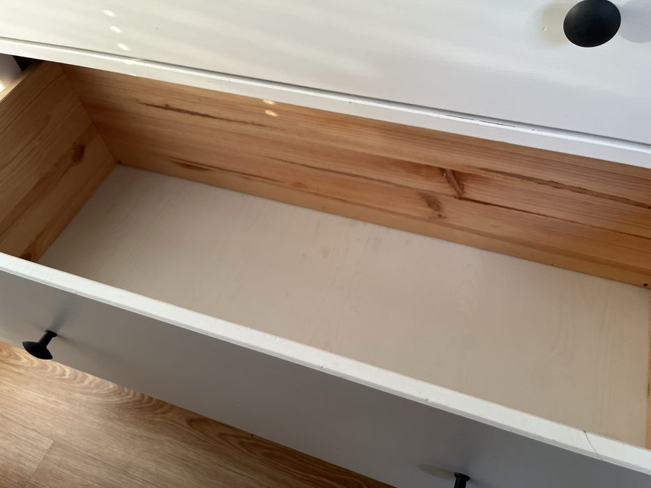 Witryna z 3 szufladami, biała bejca, 90x197 cm