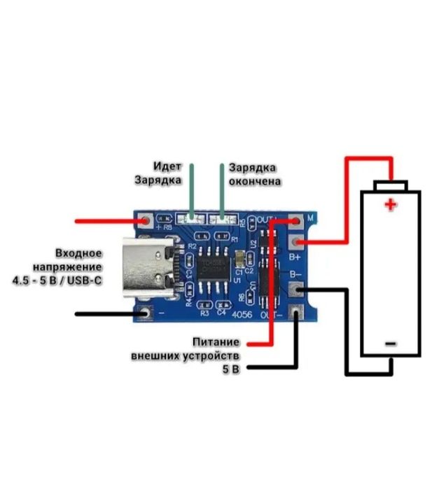 (10 шт.) Зарядный модуль TP4056 Type-C с функцией защиты аккумулятора.