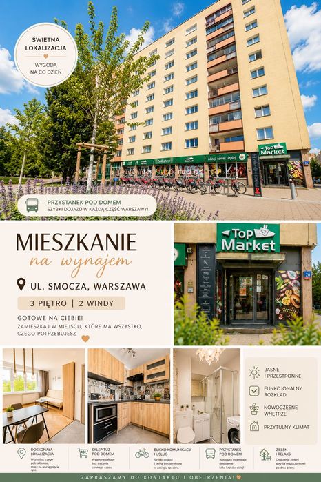 Jasna kawalerka w centrum WAW ul smocza na wynajem od zaraz
