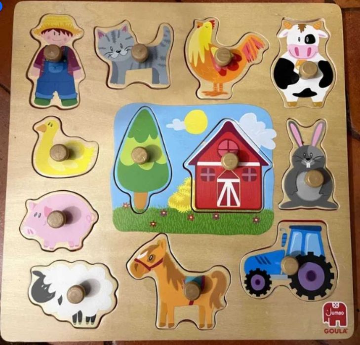 Puzzle de madeira GOULA 12 peças animais da quinta