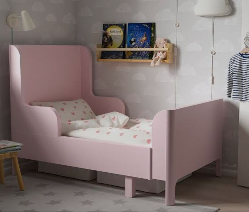 Cama+Colchao de Menina Cor de Rosa Extenssivel