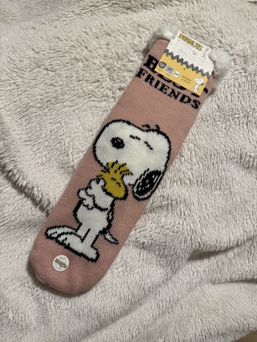 Skarpety damskie 39-42 różowe Snoopy friends antypoślizgowe