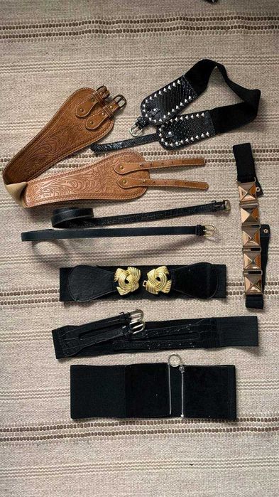 Ремни женские с пряжкой. Пояс-резинка. Кожа, металл и кожзам