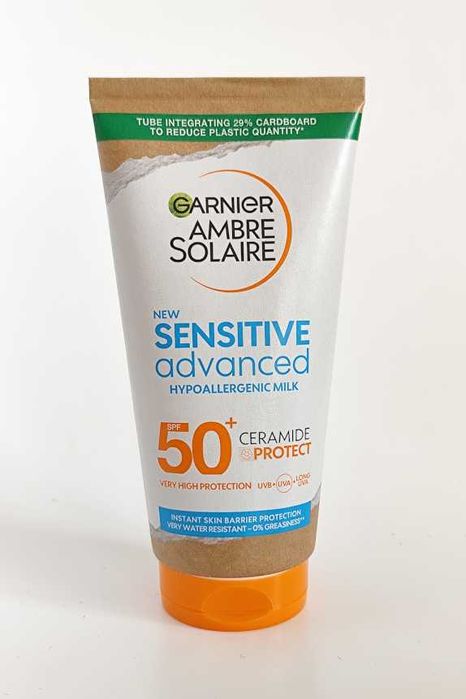Hipoalergiczne Mleczko ochronne do ciała Garnier Ambre Solaire Sensitive Advanced Hypoallergenic Milk SPF50+ Krem do opalania