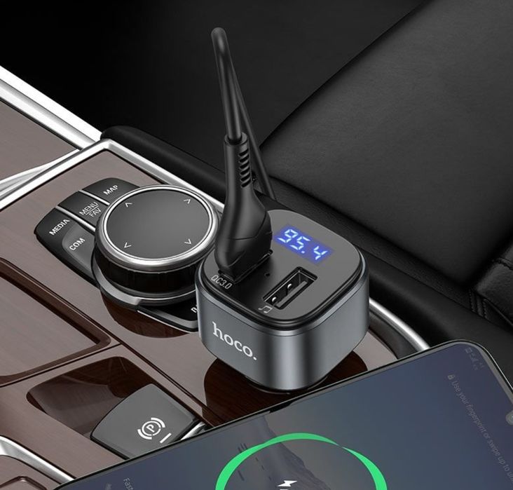 Автомобильное зарядное FM модулятор Hoco E67 Быстрая Зарядка