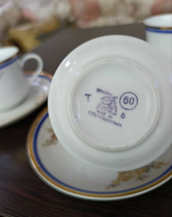 Чайная пара Чехословакия 60г фарфор посуда винтаж сервиз клеймо