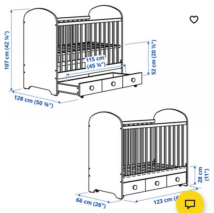 Berço c/gavetão branco e colchão 60x120 cm