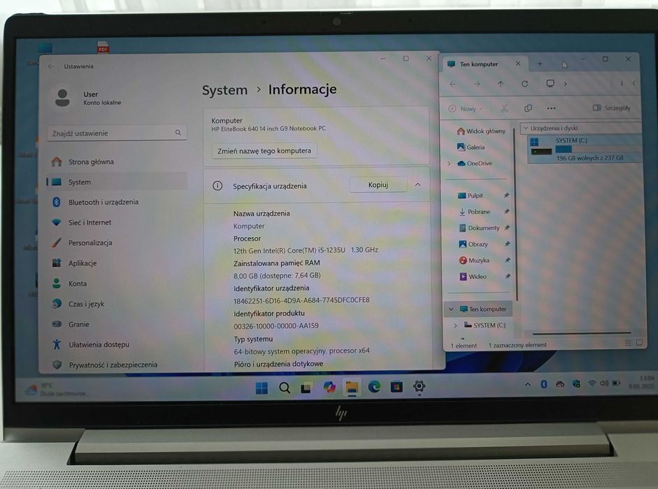 laptop         HP 640 G9     12 gener. premium z serii EliteBook,