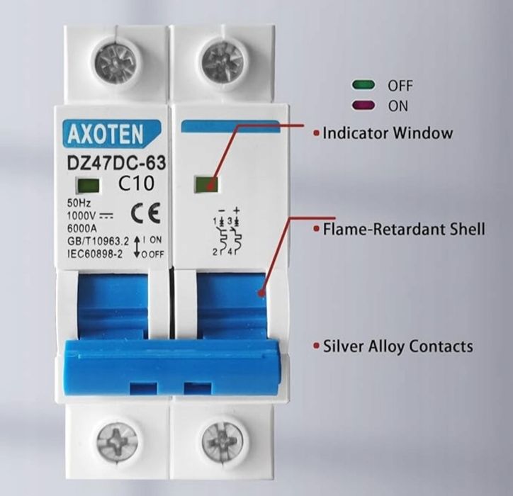 40A miniaturowy wyłącznik automatyczny DZ47DC-63 C10