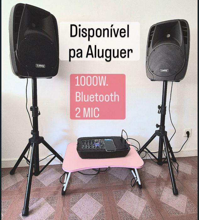 Para Aluguer: Coluna de som, tripe, 2 microfones e mesa de mistura