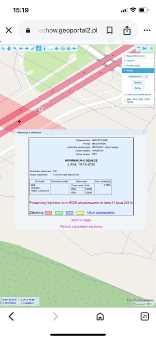 Dzialka rolna 74 ary Poradów